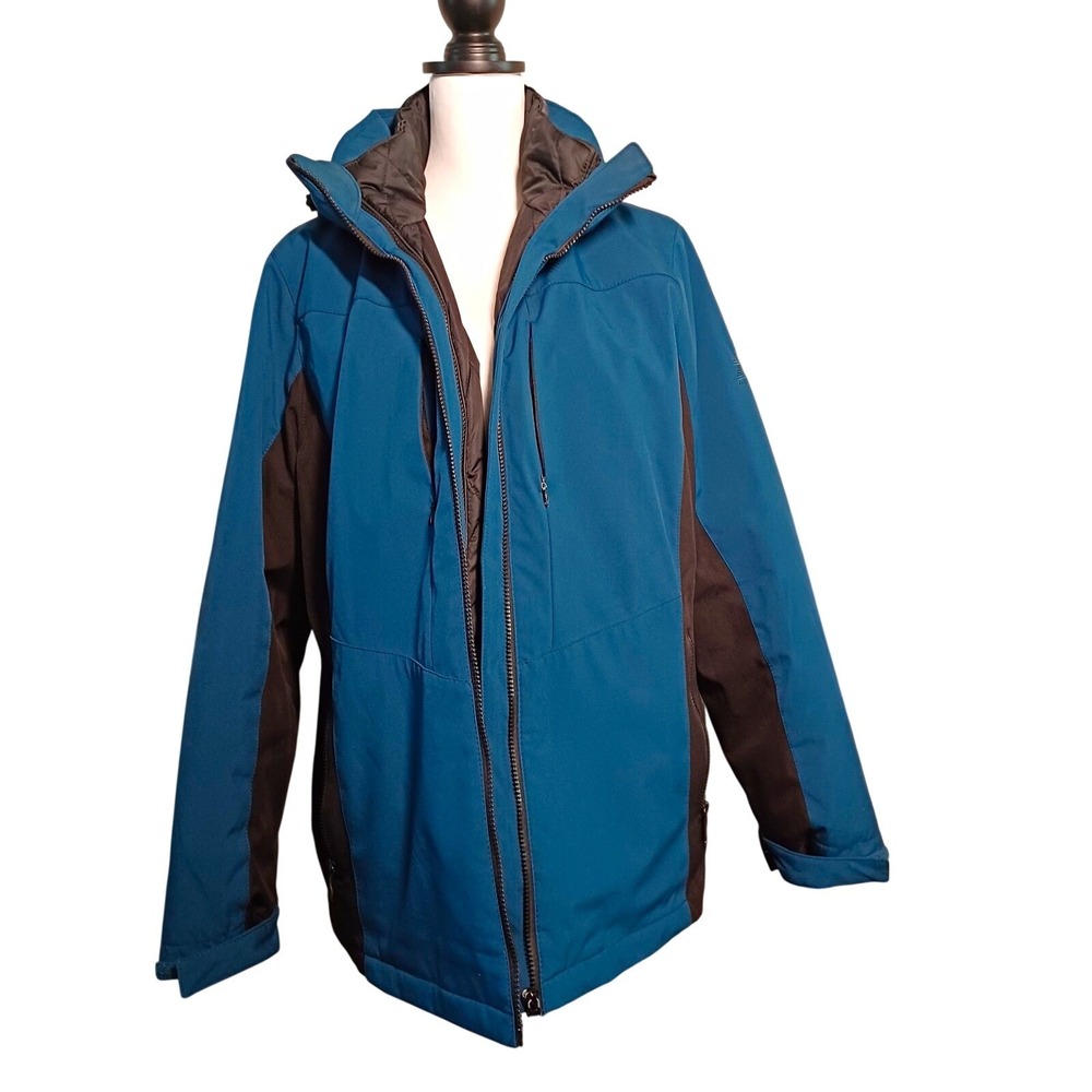 ZeroXposur Womens XL Teal/Black Hood Full Zip 3in1 Jacket Pockets Waterproof